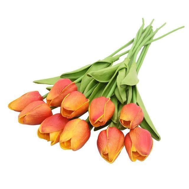 10-Piece Faux Tulips Artificial Flowers Orange | Sage & Sill