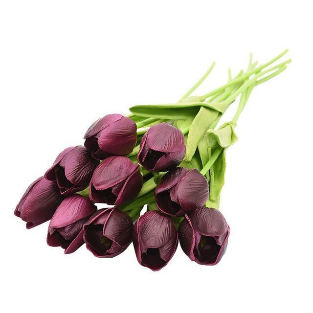 10-Piece Faux Tulips Artificial Flowers Maroon | Sage & Sill