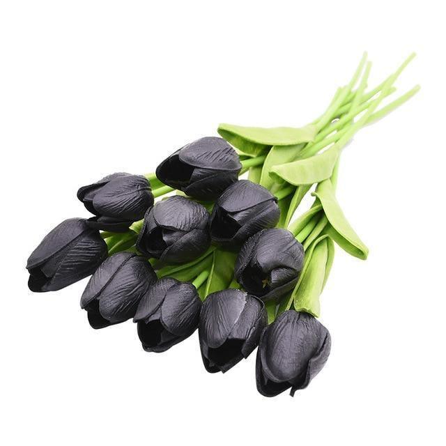 10-Piece Faux Tulips Artificial Flowers Black | Sage & Sill