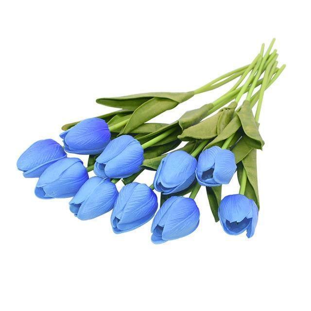 10-Piece Faux Tulips Artificial Flowers LightBlue | Sage & Sill