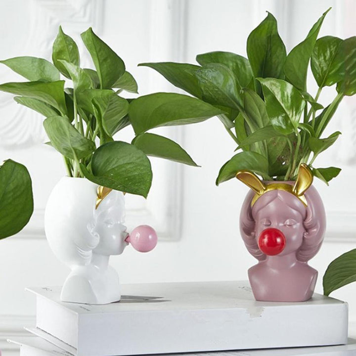 Bubble-Blowing Babe Bust Planter Vase | Sage & Sill