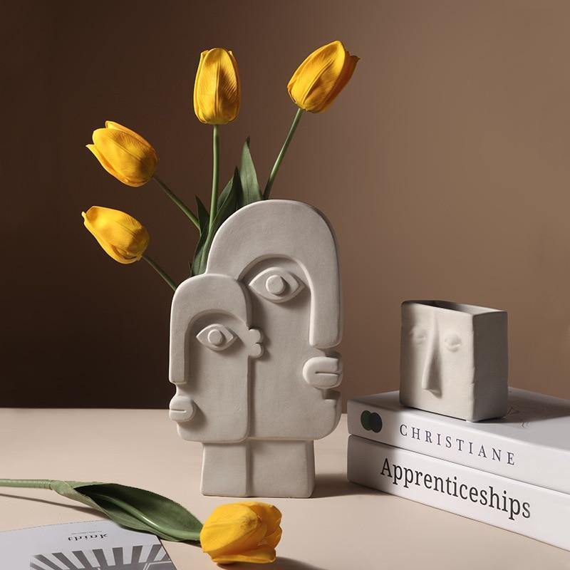 Abstract Face Ceramic Vase Two-Faced | Sage & Sill