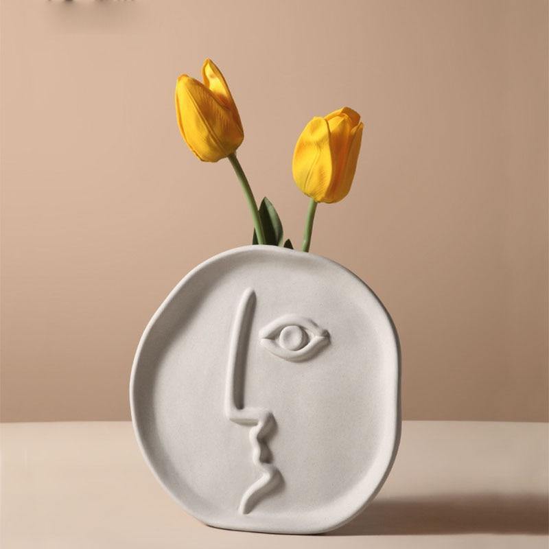 Abstract Face Ceramic Vase Round Face | Sage & Sill