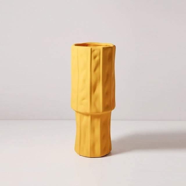 Alyx Textured Ceramic Vases Yellow 25x9cm | Sage & Sill