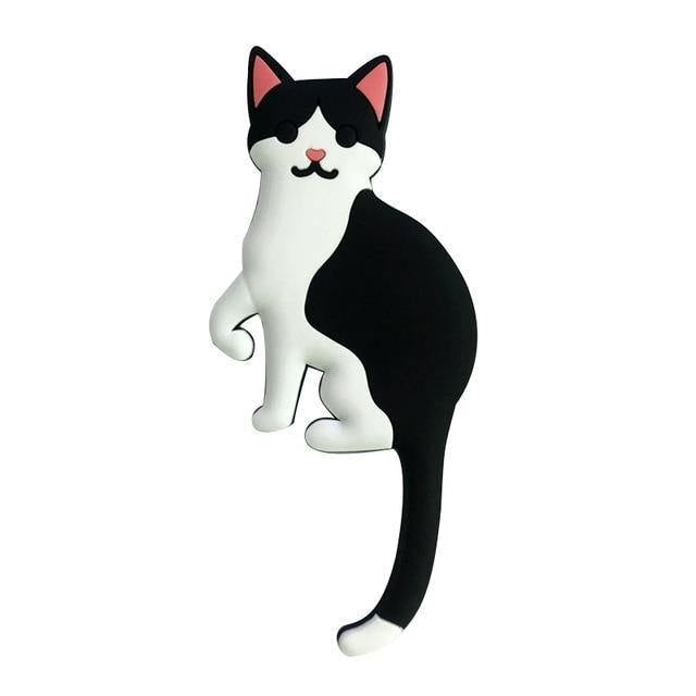 Flexible Adhesive Animal Fridge and Wall Hooks Black White Cat | Sage & Sill