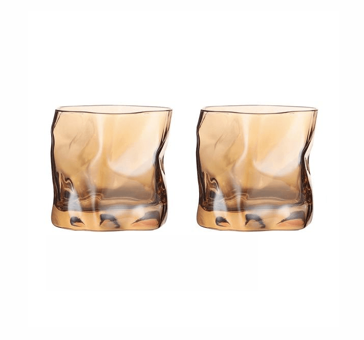 Distort Texture Whisky Glass 2-Piece Set 2-Piece Wheat | Sage & Sill