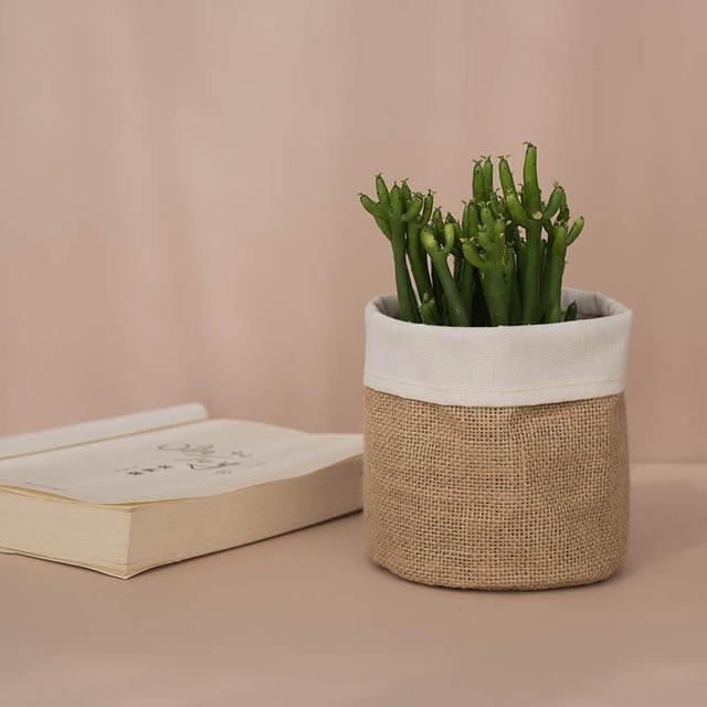 Rustic Cloth Planter Basket Burlap / Large | Sage & Sill