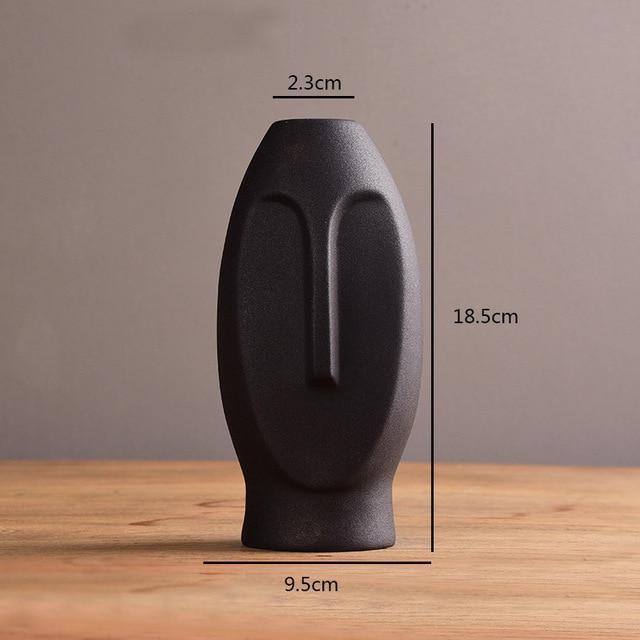 Abstract Long Face Ceramic Vase Black / Rounded | Sage & Sill