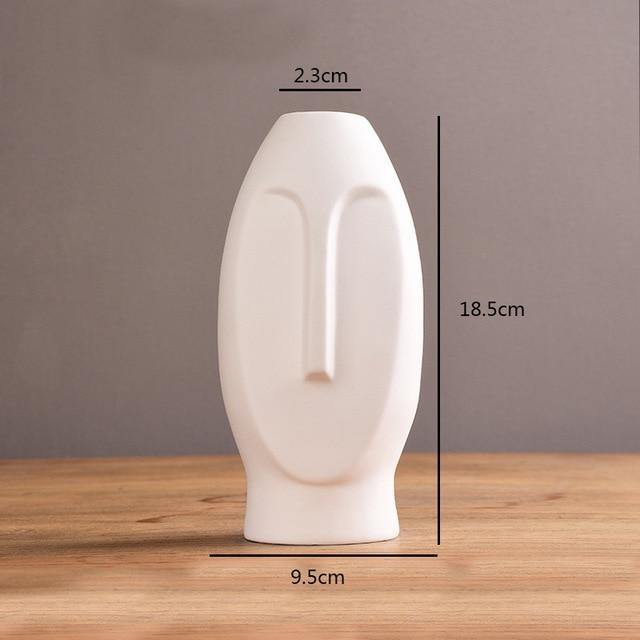Abstract Long Face Ceramic Vase White / Rounded | Sage & Sill