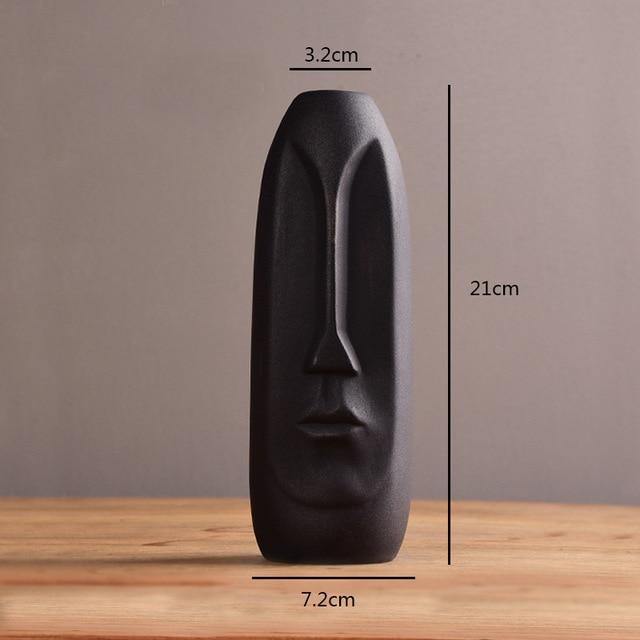 Abstract Long Face Ceramic Vase Black / Elongated | Sage & Sill