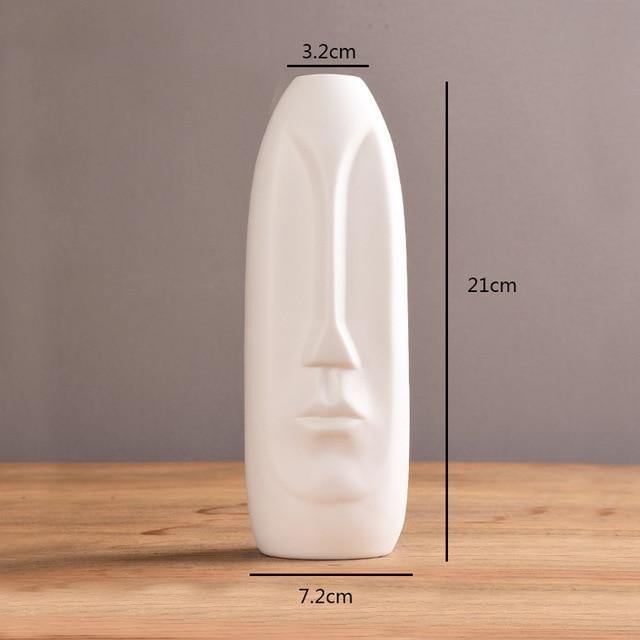 Abstract Long Face Ceramic Vase White / Elongated | Sage & Sill