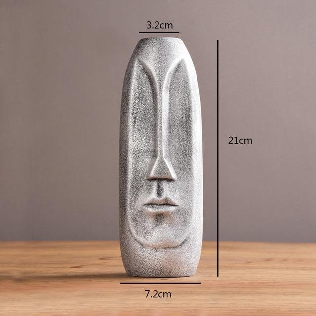 Abstract Long Face Ceramic Vase Silver / Elongated | Sage & Sill
