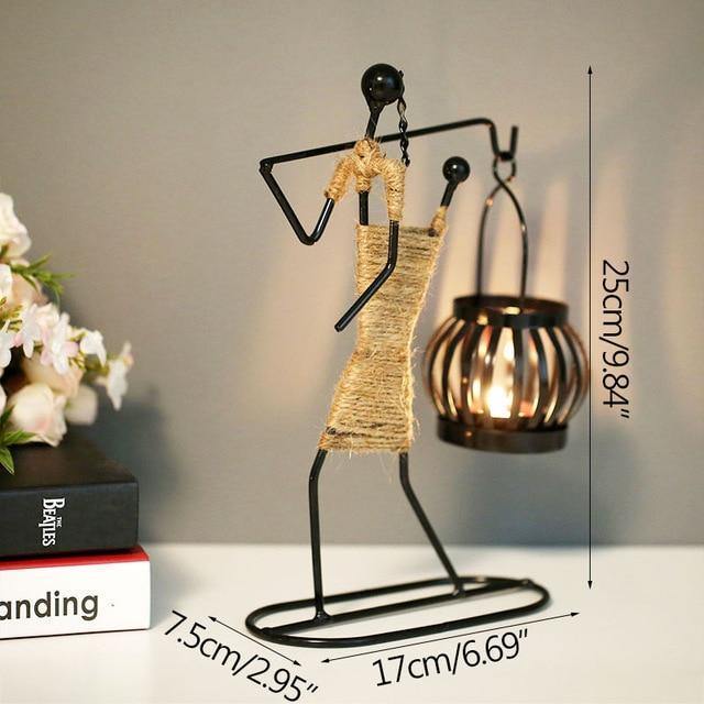 Abstract Figurine Metal Candle Holder 1 Candle Over Shoulder with Child / Natural | Sage & Sill