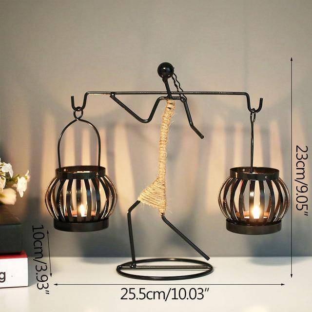 Abstract Figurine Metal Candle Holder 2 Hanging Candles / Natural | Sage & Sill
