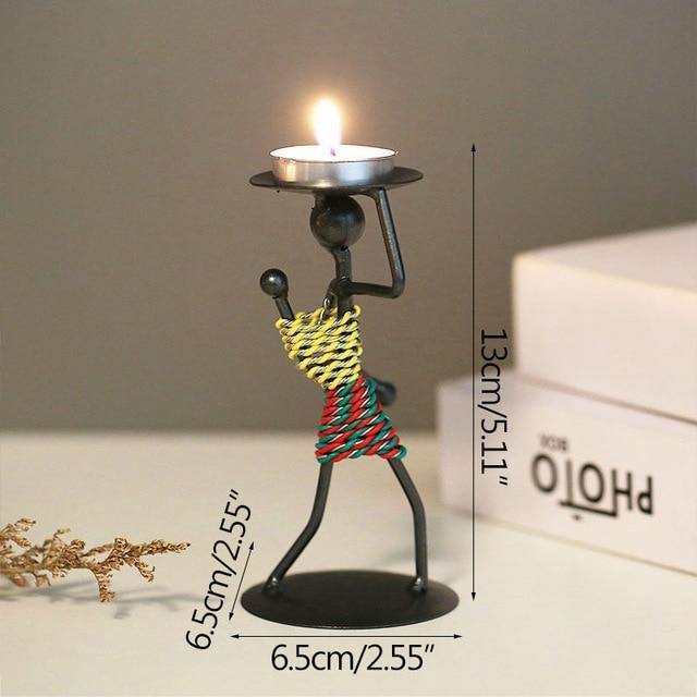Abstract Figurine Metal Candle Holder 1 Candle on Head / Colorful | Sage & Sill