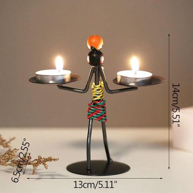 Abstract Figurine Metal Candle Holder Holding 2 Candles / Colorful | Sage & Sill