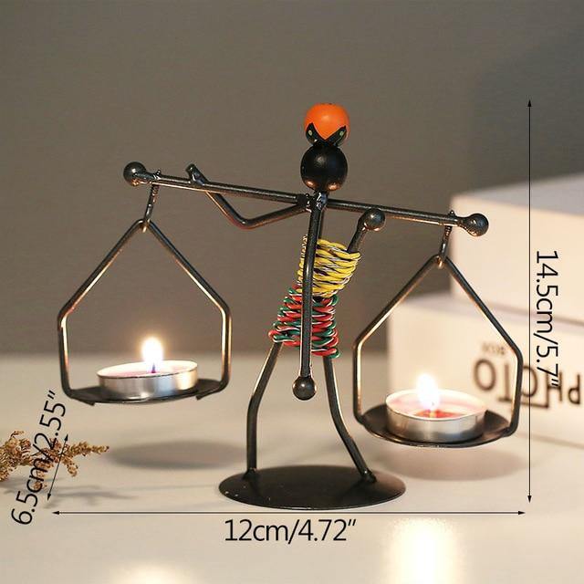 Abstract Figurine Metal Candle Holder 2 Hanging Candles / Colorful | Sage & Sill