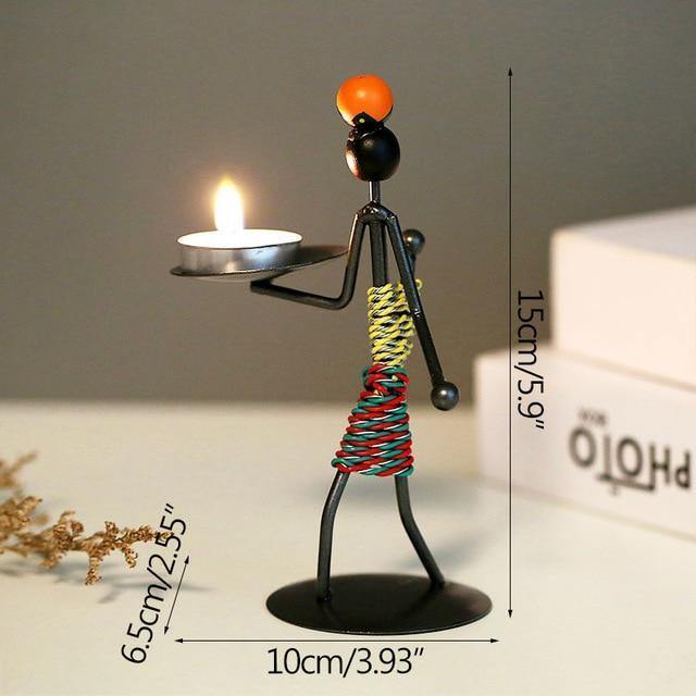 Abstract Figurine Metal Candle Holder Holding 1 Candle / Colorful | Sage & Sill