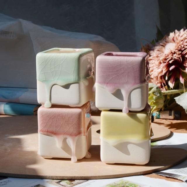 Marshmallow Drip Planters Multicolored Square / Set | Sage & Sill