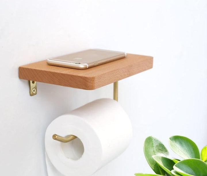 Multipurpose Wooden Toilet Roll Holder Beech Wheat / Screw Mounted | Sage & Sill