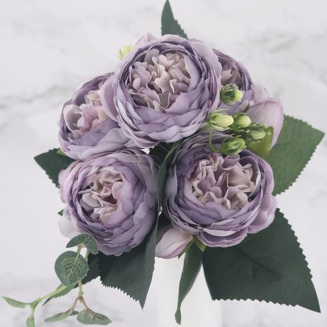 9-Piece Silk Faux Peonies Artificial Flowers Thistle | Sage & Sill
