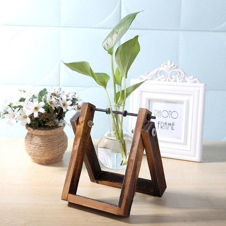 Glass Propagation Vase with A-Frame Wooden Stand Sienna / Single | Sage & Sill