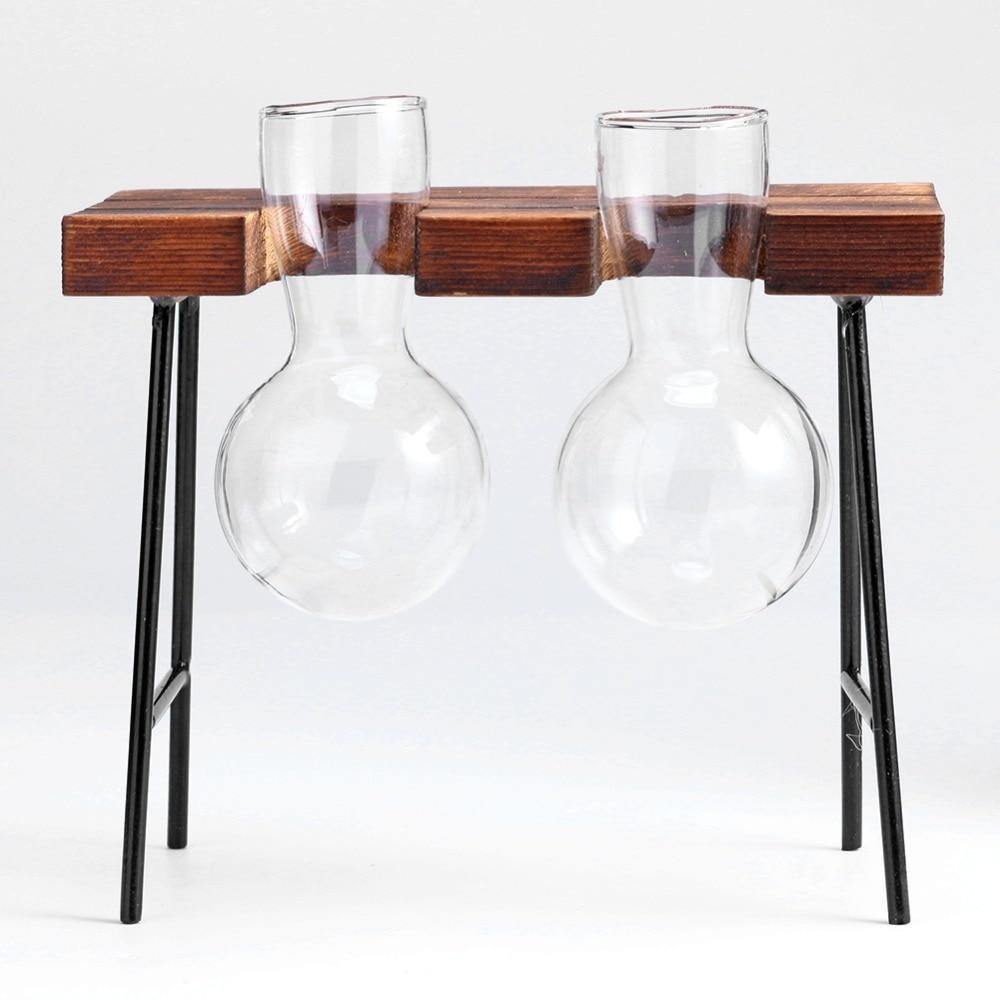 Glass Propagation Vase with Iron and Wood Stand | Sage & Sill