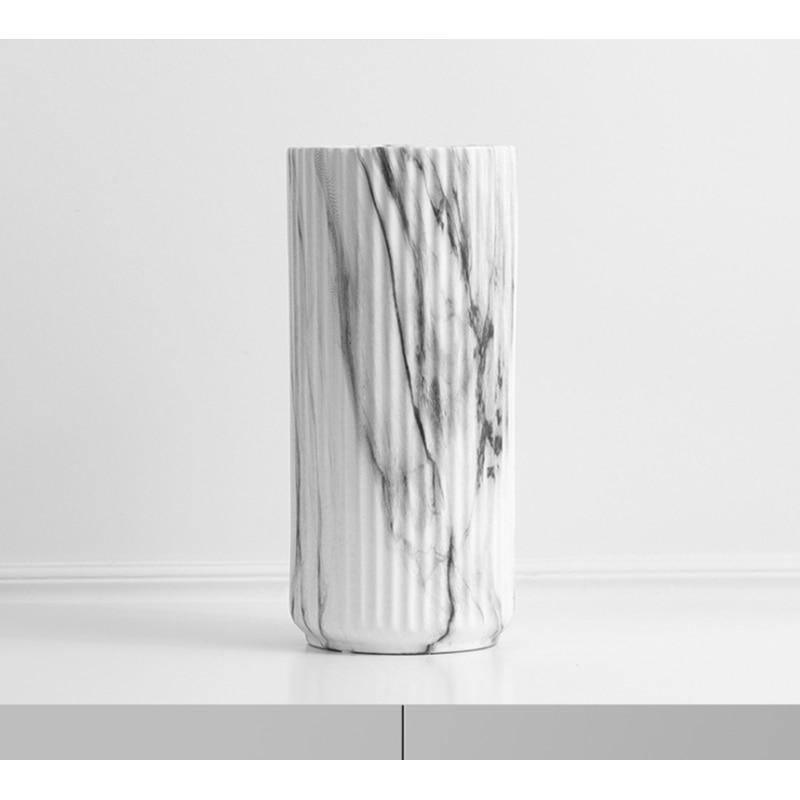 Textured Marble Flower Vase L 9.5 x 10 x 23.5cm | Sage & Sill
