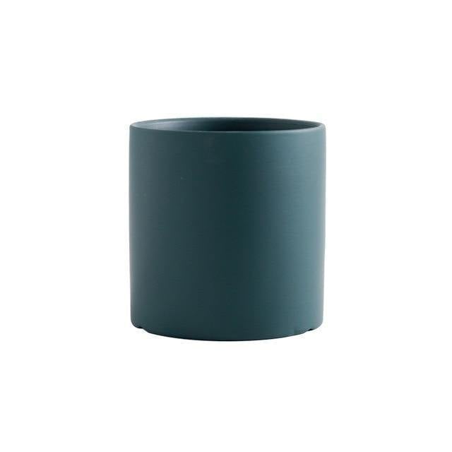 Colorful Classic Round Ceramic Pot Planter DarkSlateGray / 14cm / With Tray | Sage & Sill