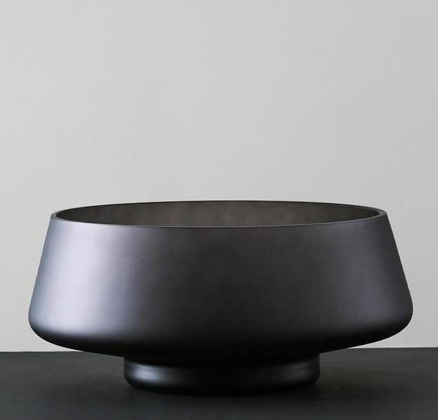 Frosted Blown Glass Vase Black / Bowl | Sage & Sill