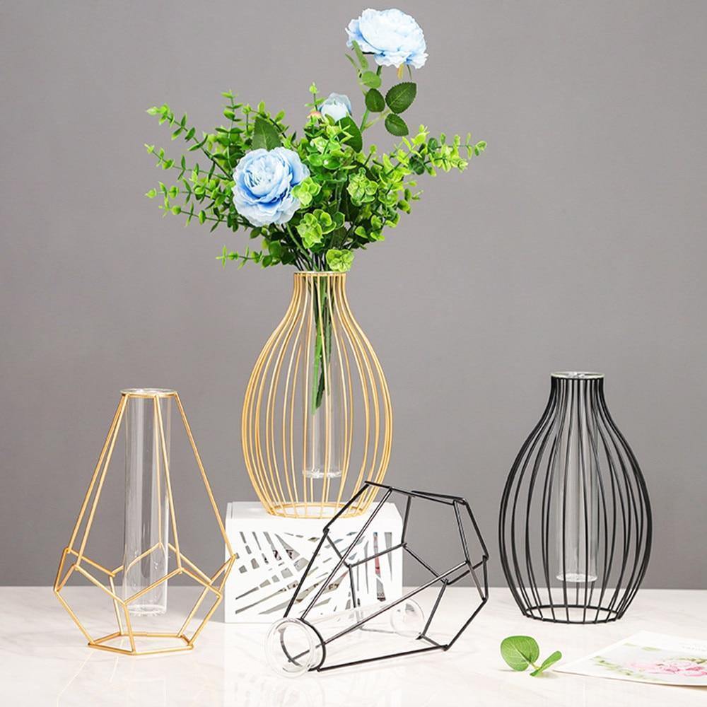 Geometric Iron Flower Vase with Glass Tube | Sage & Sill