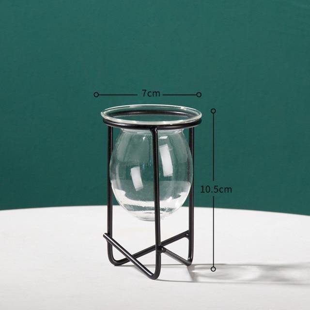 Glass Propagation Vase with Geometric Iron Stand Black / Tall | Sage & Sill