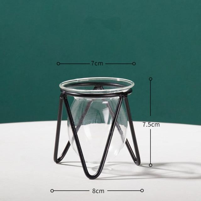 Glass Propagation Vase with Geometric Iron Stand Black / Short | Sage & Sill