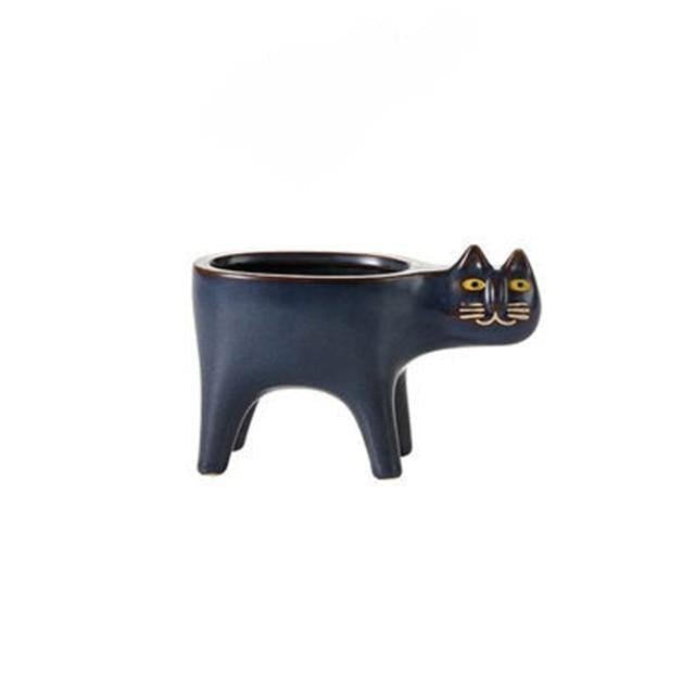 Glazed Ceramic Kitty Planter Navy | Sage & Sill