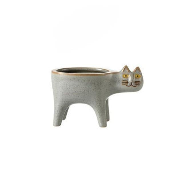 Glazed Ceramic Kitty Planter LightGrey | Sage & Sill