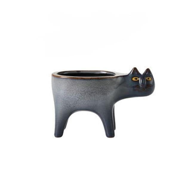 Glazed Ceramic Kitty Planter Grey | Sage & Sill