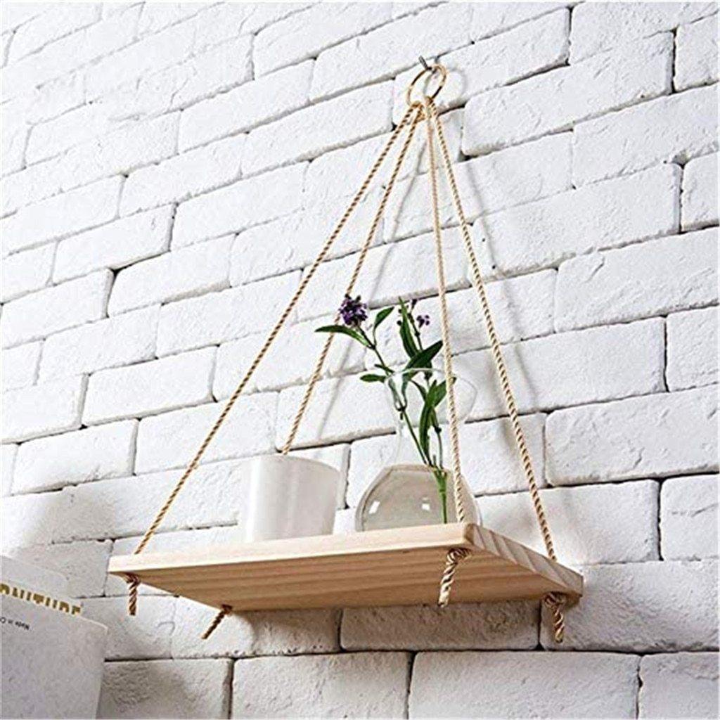 Wooden Rope Swing Shelf - Wall-Mounted Storage – Sage & Sill