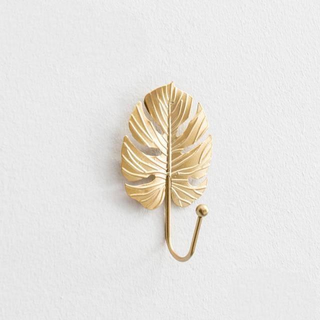 Nature's Leaves Metal Wall Hooks Gold / Ginkgo