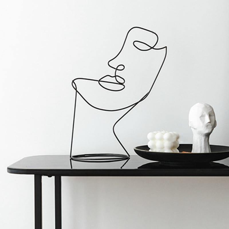 Modern Iron Abstract Silhouette Sculpture Half Face | Sage & Sill