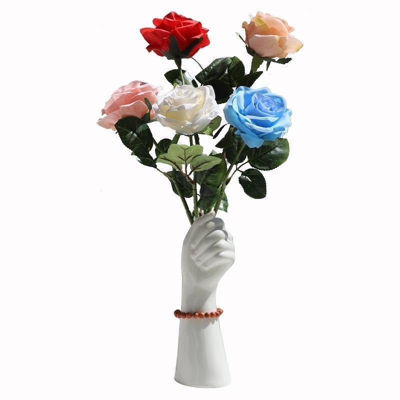 White Ceramic Hand Flower Vase | Sage & Sill