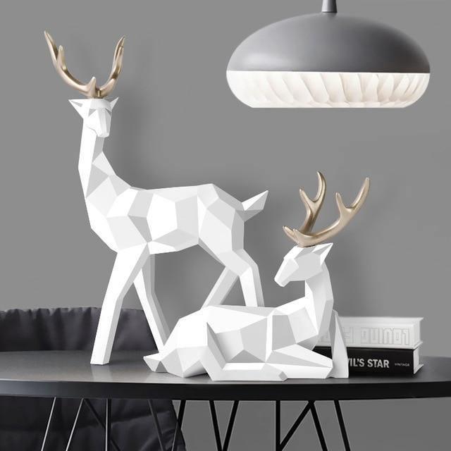Reindeer Scandinavian Sculpture Set of 2 White | Sage & Sill