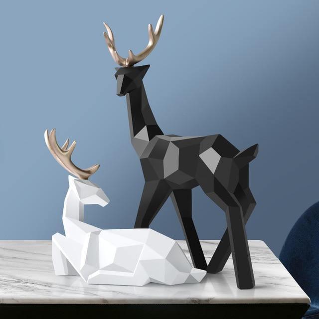 Reindeer Scandinavian Sculpture Set of 2 Black & White | Sage & Sill