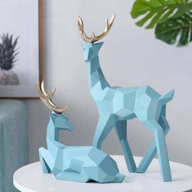 Reindeer Scandinavian Sculpture Set of 2 LightBlue | Sage & Sill