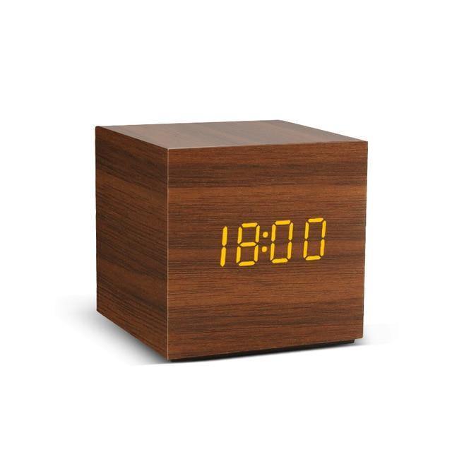 Wooden Cube LED Alarm Clock Sienna / Cube / Time | Sage & Sill