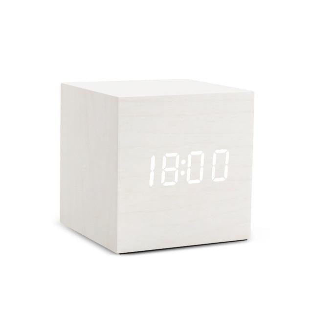 Wooden Cube LED Alarm Clock White / Cube / Time | Sage & Sill