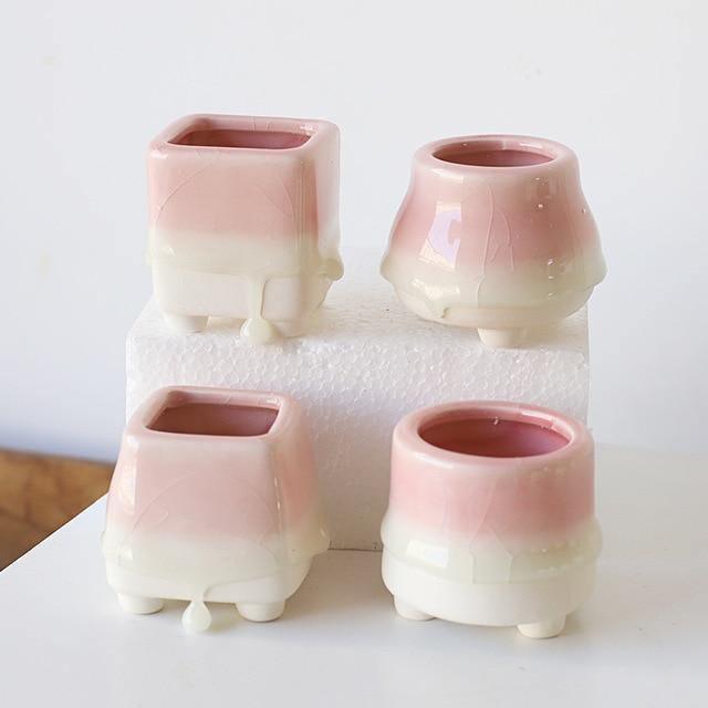 Marshmallow Drip Planters Pink / Set | Sage & Sill