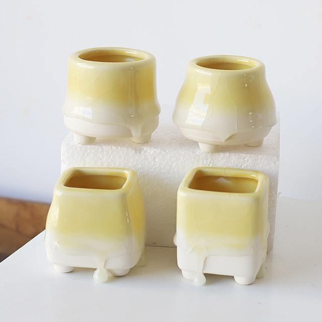 Marshmallow Drip Planters LemonChiffon / Set | Sage & Sill