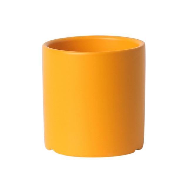 Colorful Classic Round Ceramic Pot Planter Orange / 8cm / No Tray | Sage & Sill