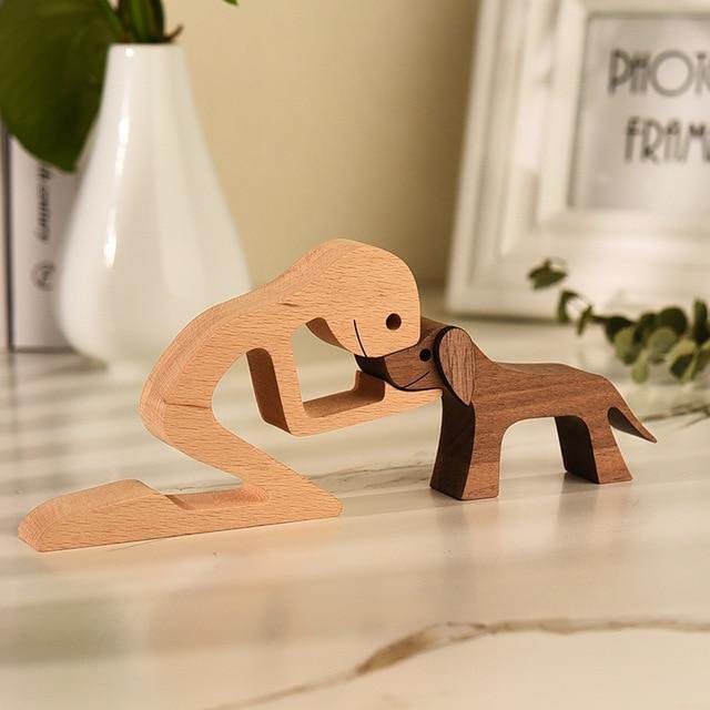 Wooden dog hot sale figurines