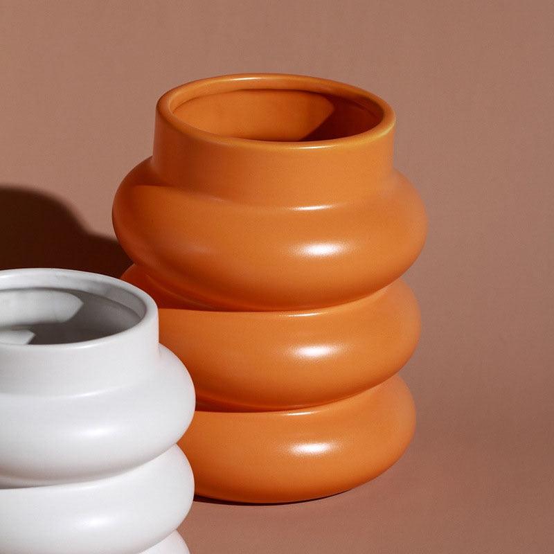Chunky Rolls Ceramic Vase Medium DarkOrange | Sage & Sill